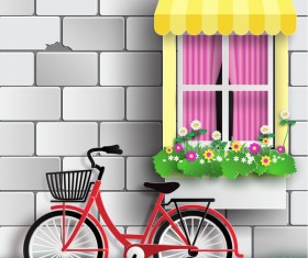 Wall with byicycle vector