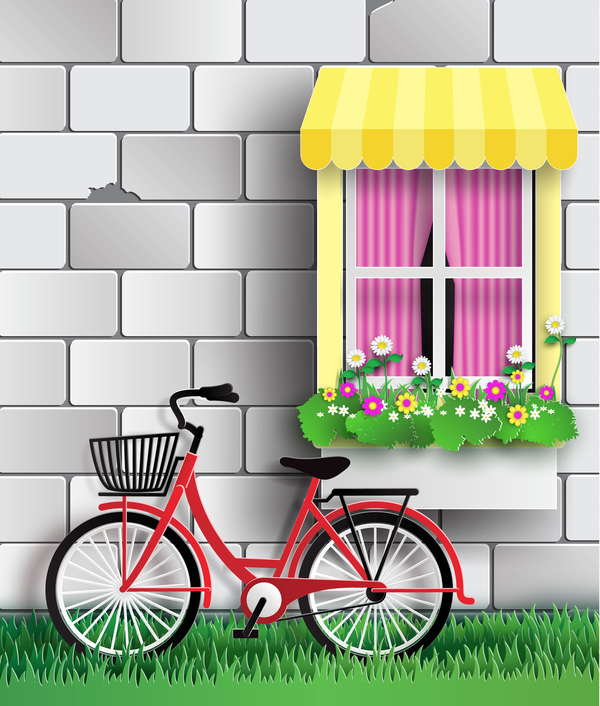 Wall with byicycle vector