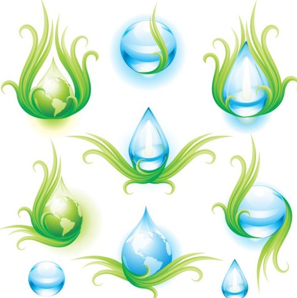 Water with earth icons vector