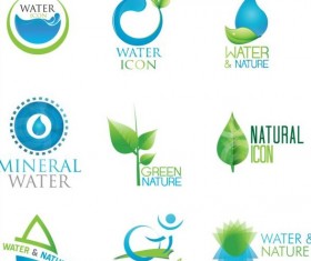 Water with nature icons vector set