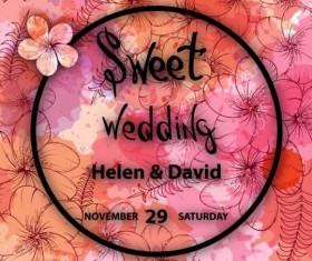 Wedding invitation card with doodles vector 01