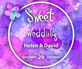 Wedding invitation card with doodles vector 03