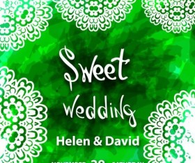 Wedding invitation card with doodles vector 04