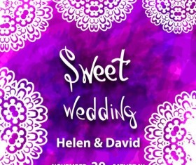 Wedding invitation card with doodles vector 05