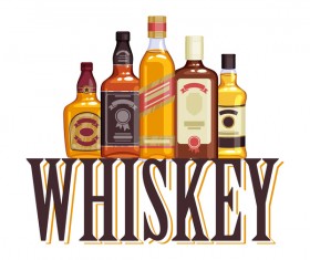 Whisky bottles retro background vector 01