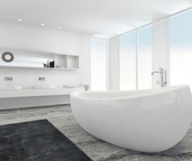 White Background Modern bathroom interior Stock Photo