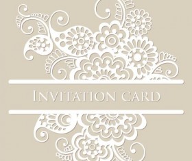 White lace invitation card vector 02