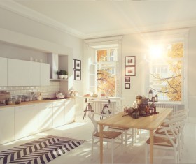 White simple Nordic kitchen Stock Photo 01