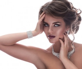 With a diamond jewelry elegant woman Stock Photo