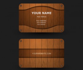 Wooden business card with transparent glass vector 01