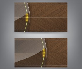 Wooden business card with transparent glass vector 02