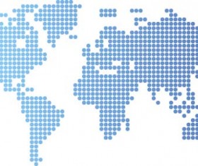 World maps with blue round dots vector
