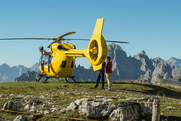 Yellow helicopters are used to rescue operations and rescue people