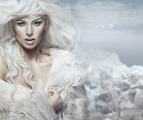 Young beautiful blonde girl with winter background Stock Photo 01