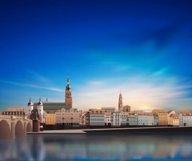 background with panorama of Heidelberg and clouds 02