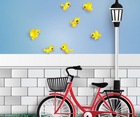 byicycle with bird vector material