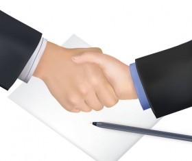 handshake and pen business vector 01