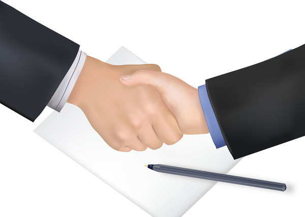 handshake and pen business vector 01