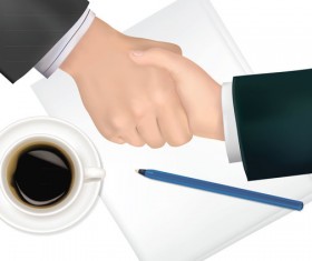 handshake and pen business vector 02