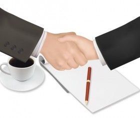 handshake with notepad_and pen shut business vector 01