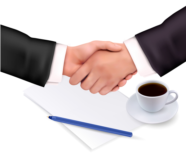 handshake with notepad_and pen shut business vector 02