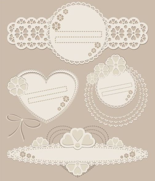lace card with frame decor vector 01