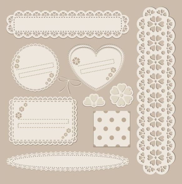 lace card with frame decor vector 02