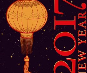 lantern with 2017 New Year background vector