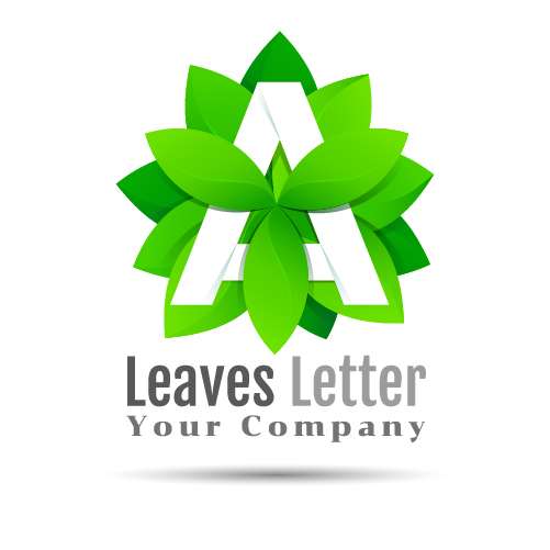 leaves letter logo vector