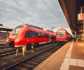 modern commuter train with railway station HD picture 11