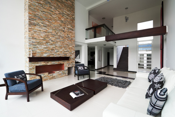 modern sitting room with designer sofas and accessory