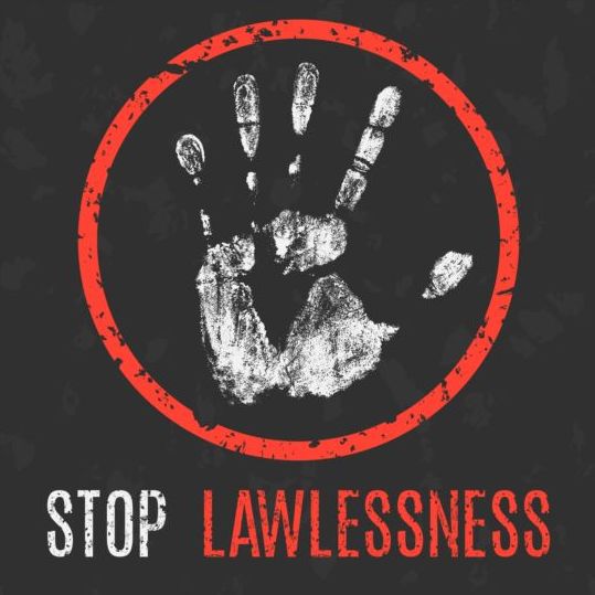 stop lawlessness sign vector