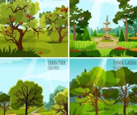 urban park landscapes vector material 02