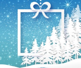 2017 Christmas paper cut with greeting cards vector 05