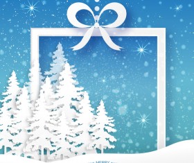 2017 Christmas paper cut with greeting cards vector 06