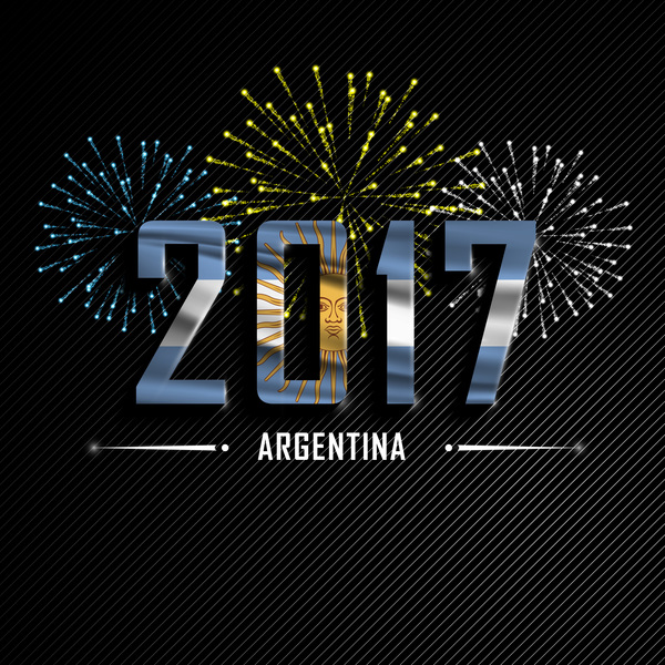 2017 New Year Argentina vector background