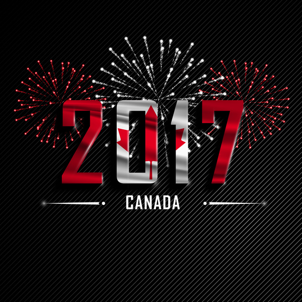 2017 New Year Canada vector background