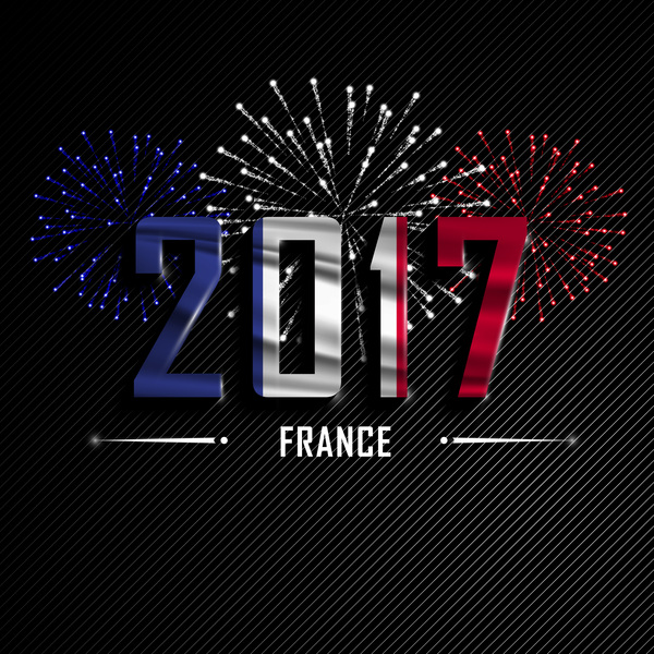 2017 New Year France vector background