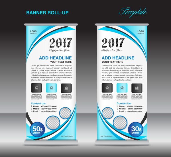 2017 banner roll up flyer stand template vector 03