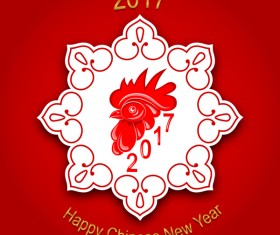 2017 chinese new year of rooster red styles vector 02