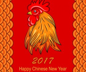 2017 chinese new year of rooster red styles vector 03