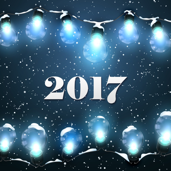 2017 new year background with light bulb vector