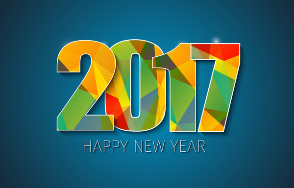 2017 new year background with text design vector 03