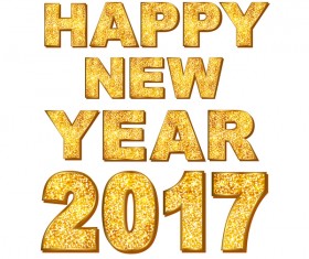 2017 new year golden text design vector 02