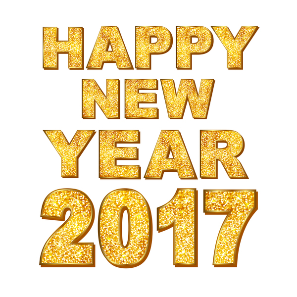 2017 new year golden text design vector 02