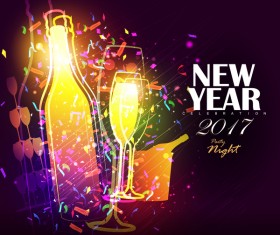 2017 new year night party poster template vectors 02