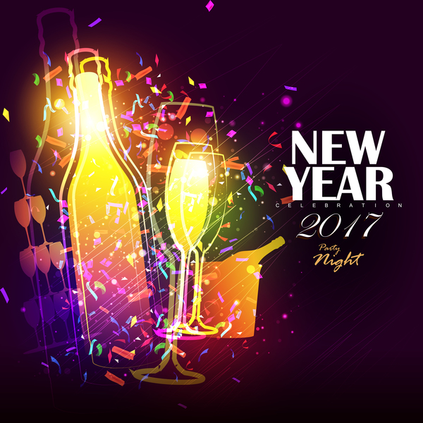 2017 new year night party poster template vectors 02