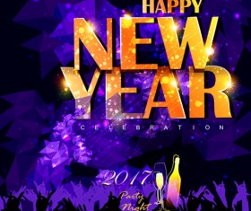 2017 new year night party poster template vectors 03
