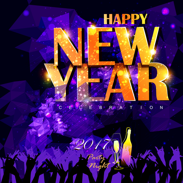 2017 new year night party poster template vectors 03