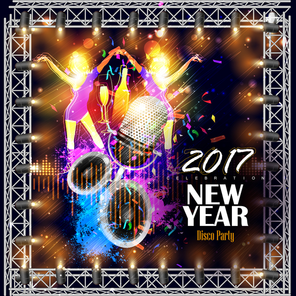 2017 new year night party poster template vectors 05